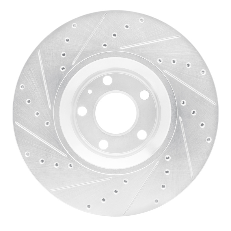 Audi A6 Quattro Brake Rotor (1) - Front Right - R1 Concepts - Drilled & Slotted - Silver - `05-`11